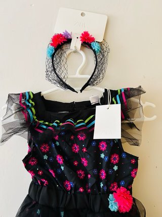 DISFRAZ CATRINA ZARA + DIADEMA TALLA 3-4 AÑOS
