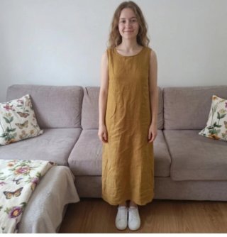 Vestido largo beige/amarillo talla única