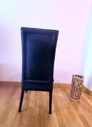 4 Sillas de comedor negras (piel sintética)