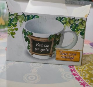 Tazza Gocciole con decoro lavagna e piante