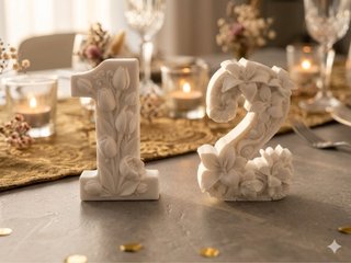 Numeri in gesso decorati