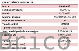 Plancha Gas Acero Rectificado Serie 100 - PLC6100RT