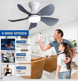 Ventilador Techo Luz Ajustable 6 Vel