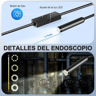- Cámara endoscópica inspección impermeable led