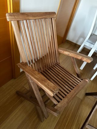 Mesa y 2 Sillas de Madera Teca Plegables