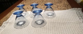 Set 5 Bicchieri da Dessert Blu Vetro
