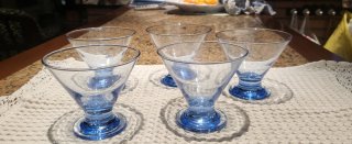 Set 5 Bicchieri da Dessert Blu Vetro