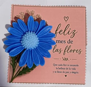 Tarjeta de jabón azul Feliz mes de las flores