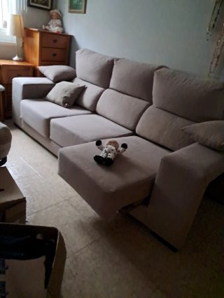 Sofá extraíble beige tela