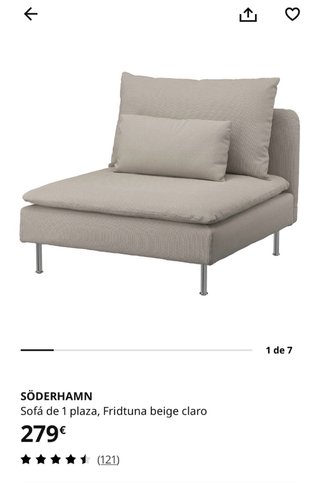 Sofá Soderhamn 3 plazas Ikea Beige