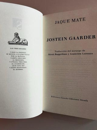 Jaque Mate - Jostein Gaarder (Ed. Siruela)