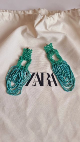 Pendientes Zara Abalorios Turquesa