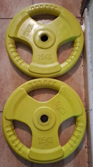 2 Discos de 15kg de caucho 30mm