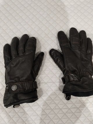 Guantes de moto invierno cuero marrones