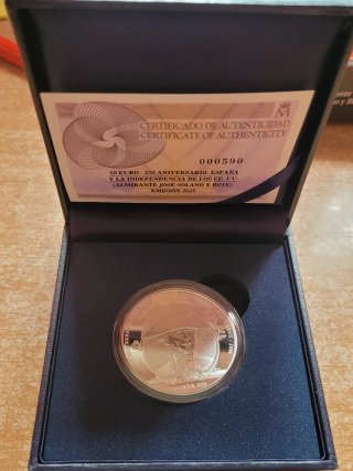 Monedas 10€ Plata 250 Aniv.Independencia EEUU 2026