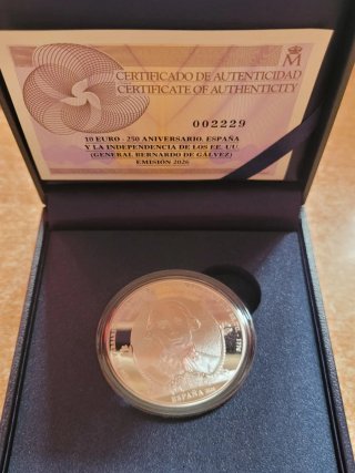 Monedas 10€ Plata 250 Aniv.Independencia EEUU 2026