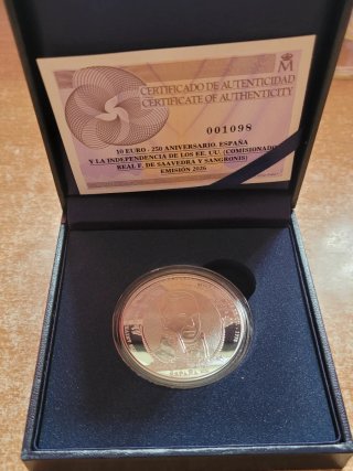 Monedas 10€ Plata 250 Aniv.Independencia EEUU 2026