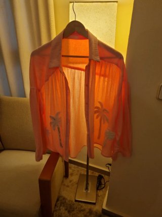 Camisa/Sobrecamisa bordada palmeras y glitter plat
