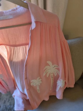 Camisa/Sobrecamisa bordada palmeras y glitter plat