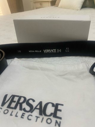 Cinturón Versace Negro y Plateado