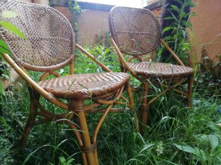 Sillas vintage de bambú y mimbre (2 unidades)