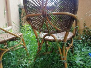 Sillas vintage de bambú y mimbre (2 unidades)