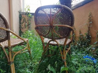 Sillas vintage de bambú y mimbre (2 unidades)