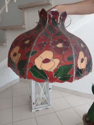 Lampadario Tiffany Vintage Vetro Metallo