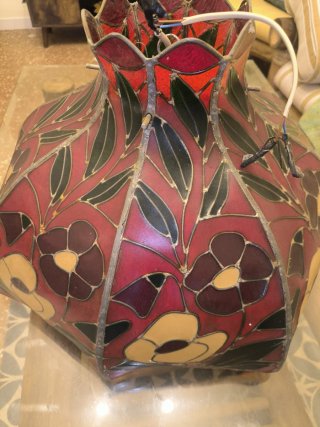 Lampadario Tiffany Vintage Vetro Metallo