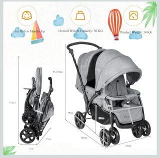 Carrito Gemelar Doble Gris