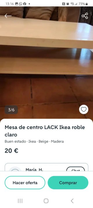 Mesa de salón madera y cristal