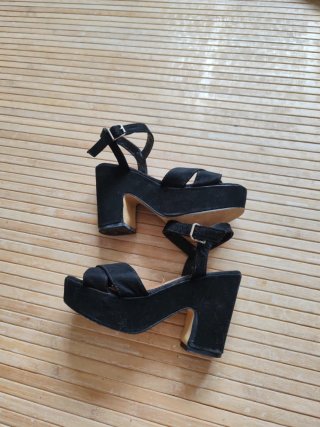 Sandalias tacón ancho negras talla 35