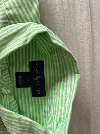 Camisa Polo Ralph Lauren Verde Rayas Talla 7 niño