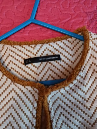 Chaqueta mujer beige y marrón