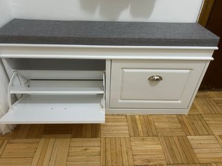 Banco Zapatero con Cajones y Cojín Gris