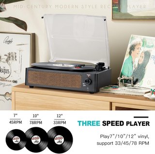 Tocadiscos vinilo vintage con altavoz bluetooth