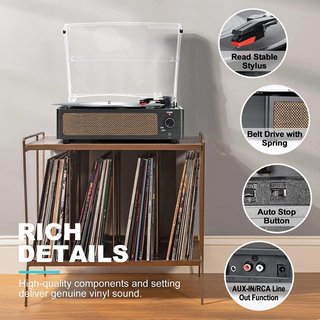 Tocadiscos vinilo vintage con altavoz bluetooth