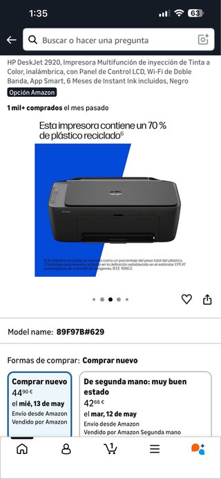 Impresora HP DeskJet 2920 Multifunción
