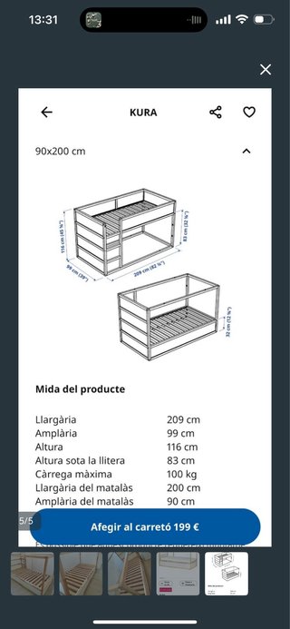 Cama infantil Kura Ikea (desmontada)
