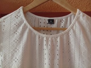 Camisa blanca bordada talla 1XL talla grande shein