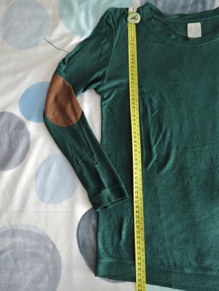 Jersey fino mujer verde con coderas
