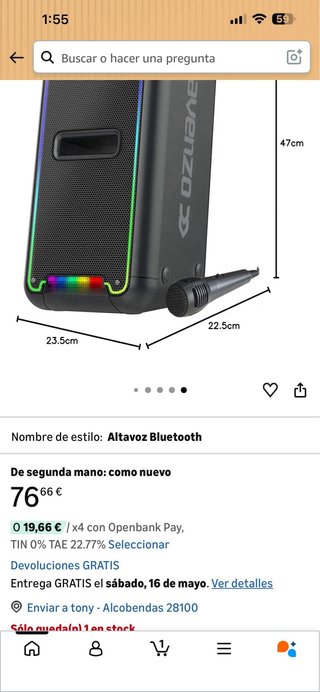 Altavoz Bluetooth Avenzo AV-SP3201B LED