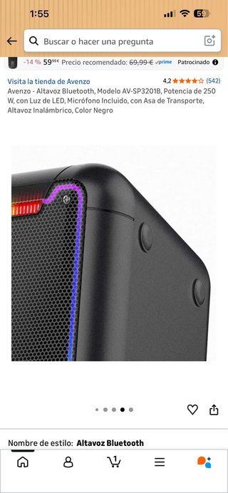 Altavoz Bluetooth Avenzo AV-SP3201B LED