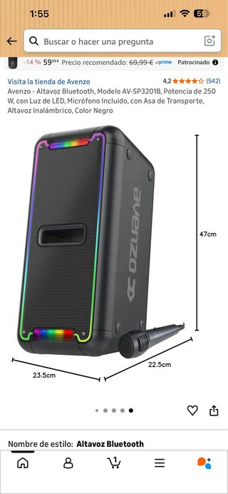 Altavoz Bluetooth Avenzo AV-SP3201B LED