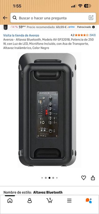Altavoz Bluetooth Avenzo AV-SP3201B LED