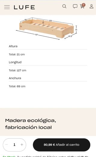 Cama Montessori apilable 120x60 LUFE