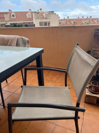 Mesa extensible cristal exterior + 5 sillas