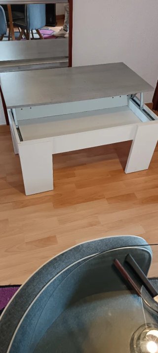 Mesa ratona elevable melamina gris