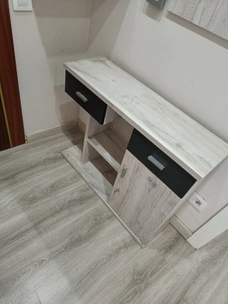 Mueble recibidor madera gris y negro