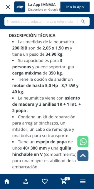 Embarcación neumática semirrígida tipo Zodiac